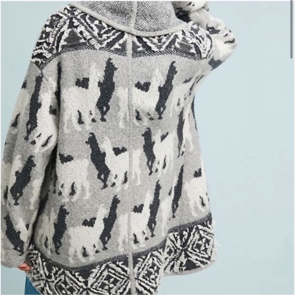 Anthropologie llama knit cardigan sweater xs